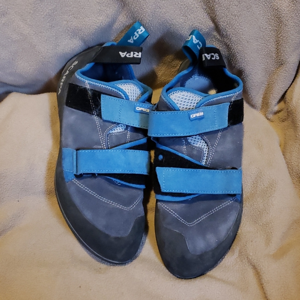 Scarpa rock climbing shoes.